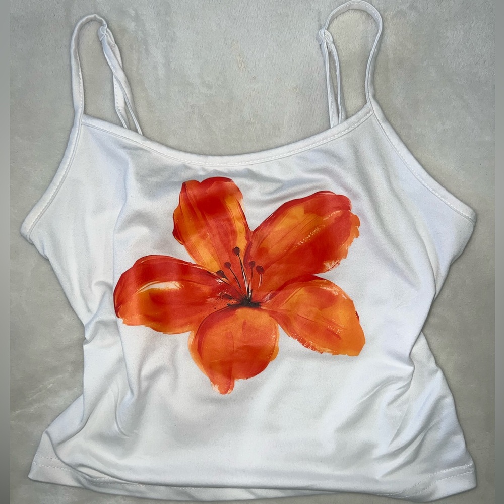 SHEIN White Cami with Flower print (S)